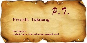 Preidt Taksony névjegykártya
